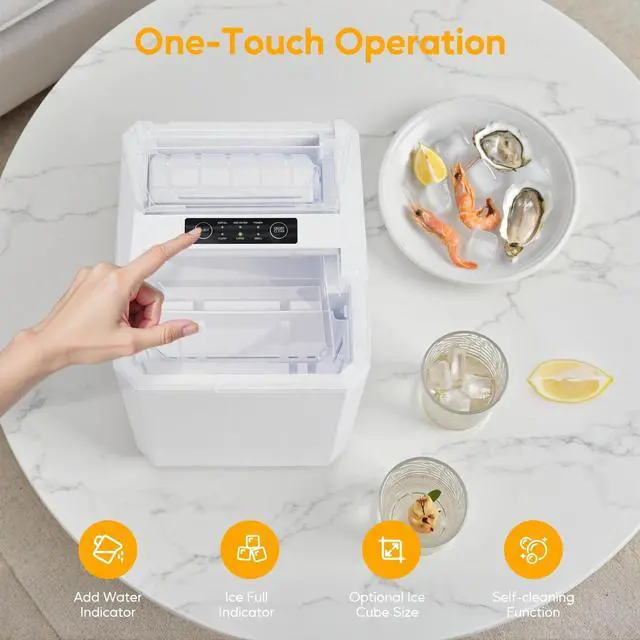 Alt view image 2 of 7 - Countertop Ice Maker 9 Ice Cubes Ready in 6 Minutes for Kitchen Office White