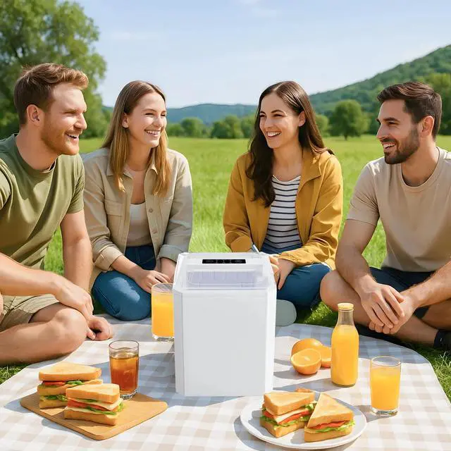 Alt view image 7 of 7 - Countertop Ice Maker 9 Ice Cubes Ready in 6 Minutes for Kitchen Office White