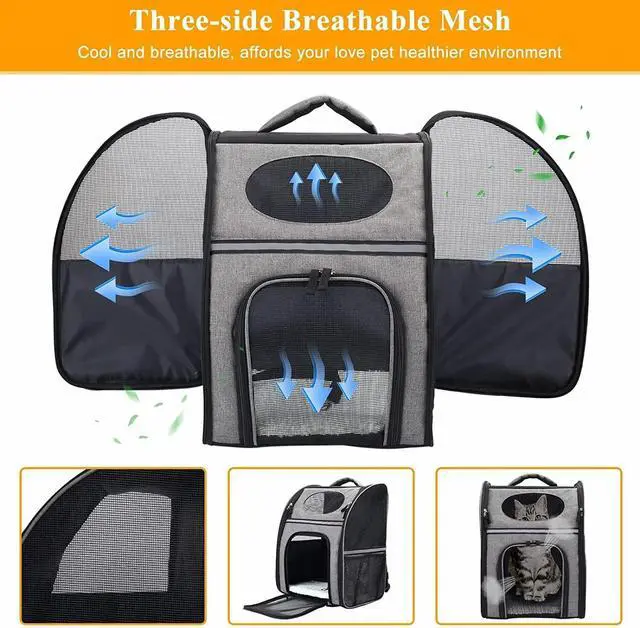 Alt view image 5 of 7 - Pet Carrier Backpack for Cat Dog Puppy Safety Features and Cushion Back Support