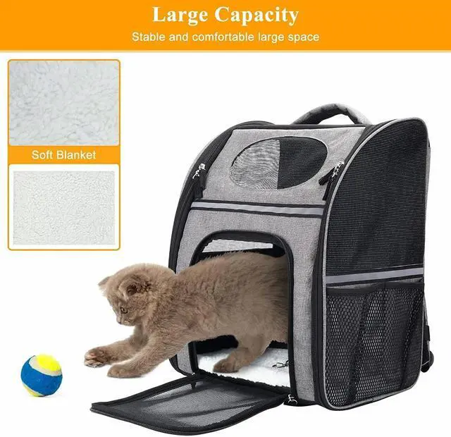 Alt view image 3 of 7 - Pet Carrier Backpack for Cat Dog Puppy Safety Features and Cushion Back Support