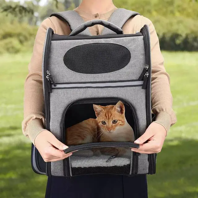 Alt view image 2 of 7 - Pet Carrier Backpack for Cat Dog Puppy Safety Features and Cushion Back Support