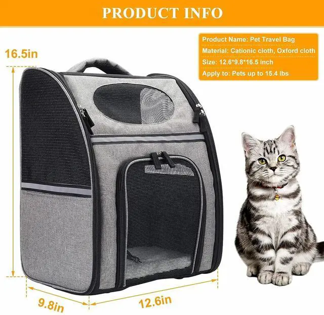 Alt view image 4 of 7 - Pet Carrier Backpack for Cat Dog Puppy Safety Features and Cushion Back Support