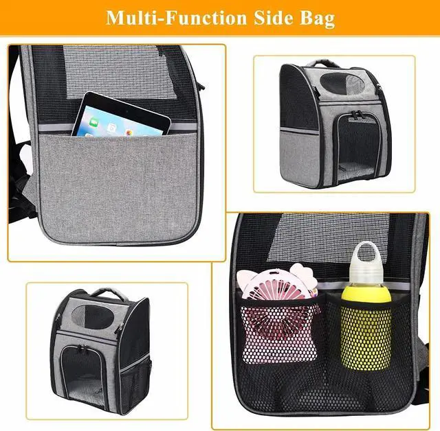 Alt view image 6 of 7 - Pet Carrier Backpack for Cat Dog Puppy Safety Features and Cushion Back Support