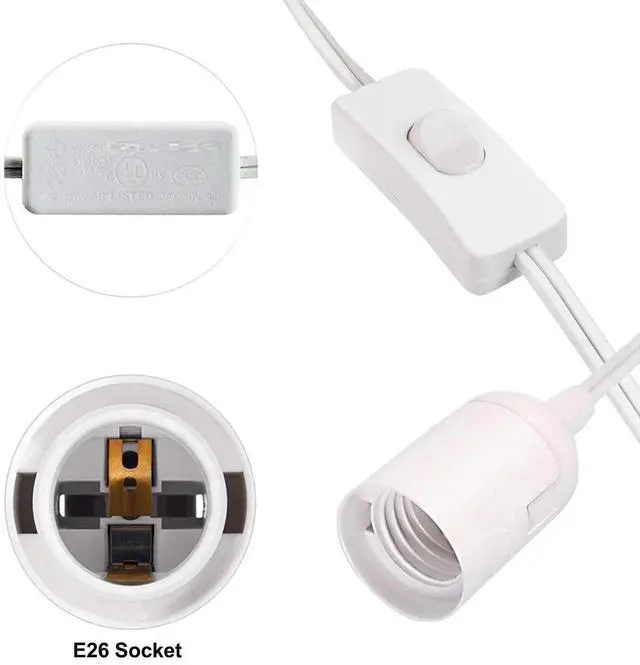 Alt view image 2 of 7 - 15 Feet Extension Hanging Lantern Pendant Light Cord with E26 Socket 2 Pack