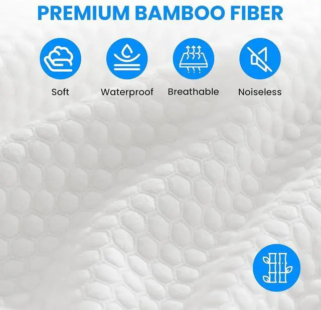Alt view image 3 of 7 - Queen Size Mattress Protector Waterproof and Breathable Mattress Cover White