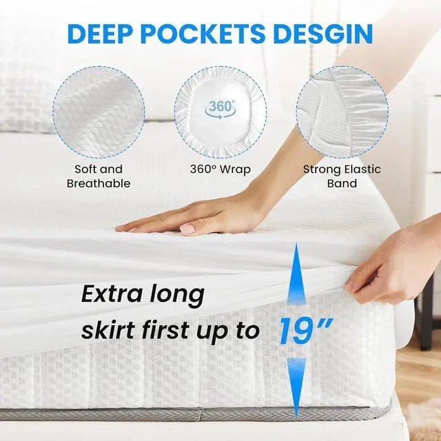 Alt view image 6 of 7 - Queen Size Mattress Protector Waterproof and Breathable Mattress Cover White