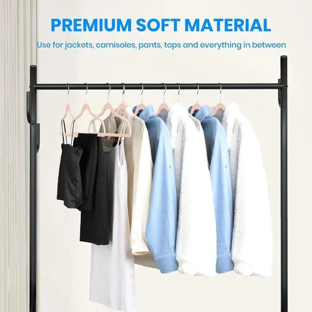 Alt view image 5 of 7 - Velvet Hangers 70 Pack Non-Slip Clothes Hangers with Shoulder Notches Pink