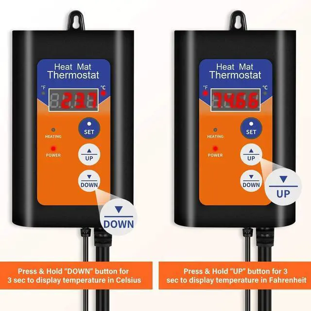 Alt view image 3 of 7 - iPower Digital Heat Mat Thermostat Controller for Brewing 40-108°F 8.3A 1000W