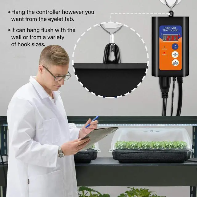 Alt view image 7 of 7 - iPower Digital Heat Mat Thermostat Controller for Brewing 40-108°F 8.3A 1000W