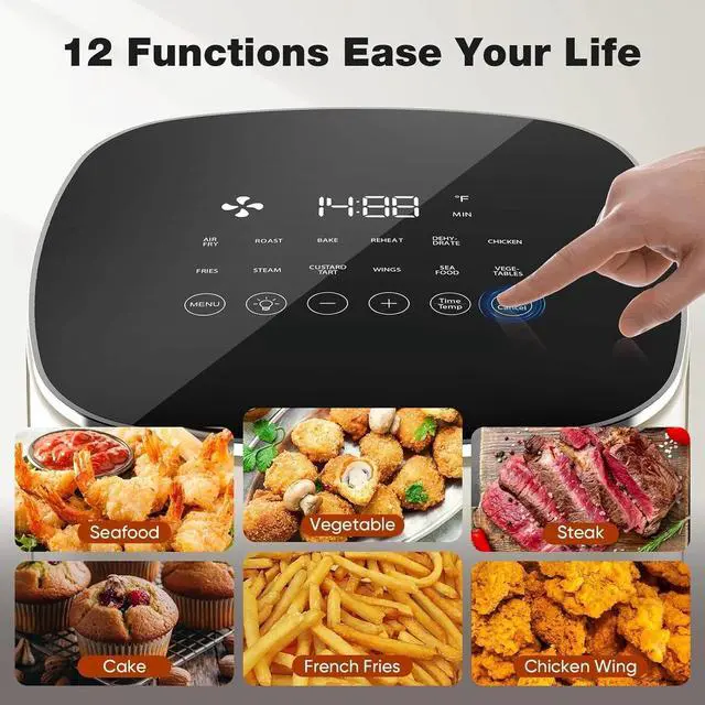 Alt view image 3 of 5 - Air Fryer 1700W 6.34Qt with Digital Display Timer for Oil Less or Low Fat Cookin