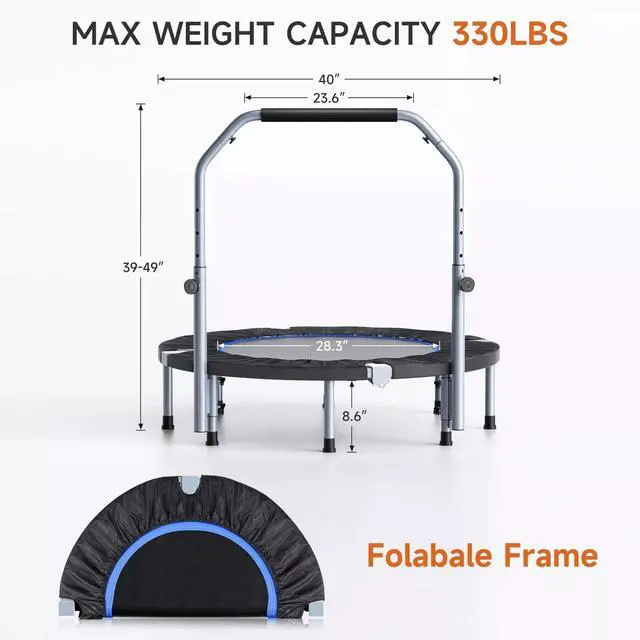 Alt view image 2 of 6 - 40 Inch Trampoline Recreational Trampolines Mini Trampoline Fitness