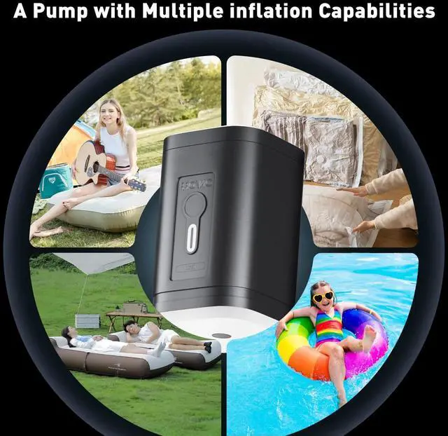 Alt view image 4 of 6 - Inflatables Portable Air Pump 4.5Kpa Electric Mini for Swimming Ring Black