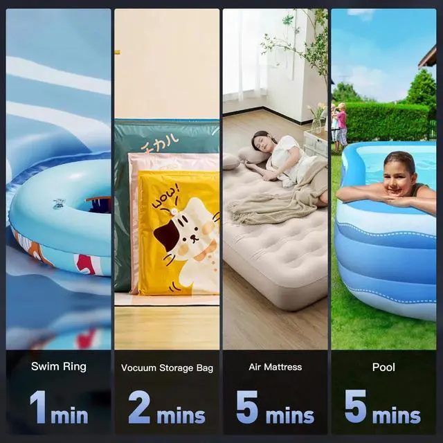 Alt view image 6 of 6 - Inflatables Portable Air Pump 4.5Kpa Electric Mini for Swimming Ring Black