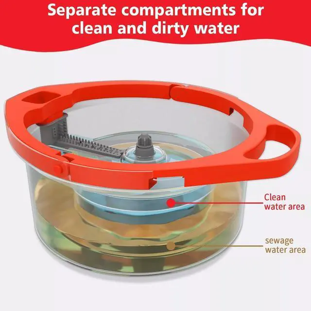 Alt view image 7 of 7 - Spin Mop and Bucket System Set, Dirty Clean Water Separation System 360° Rotate