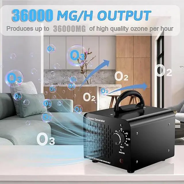 Alt view image 3 of 7 - 36000mg/h Ozone Generator Machine Air Purifier Ionizer Ozonator Timer for Home