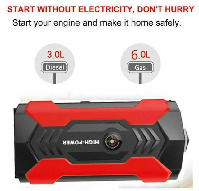 Alt view image 7 of 7 - Car Jump Starter 99800mAh Booster Jumper Box Power Bank Battery Charger Portable