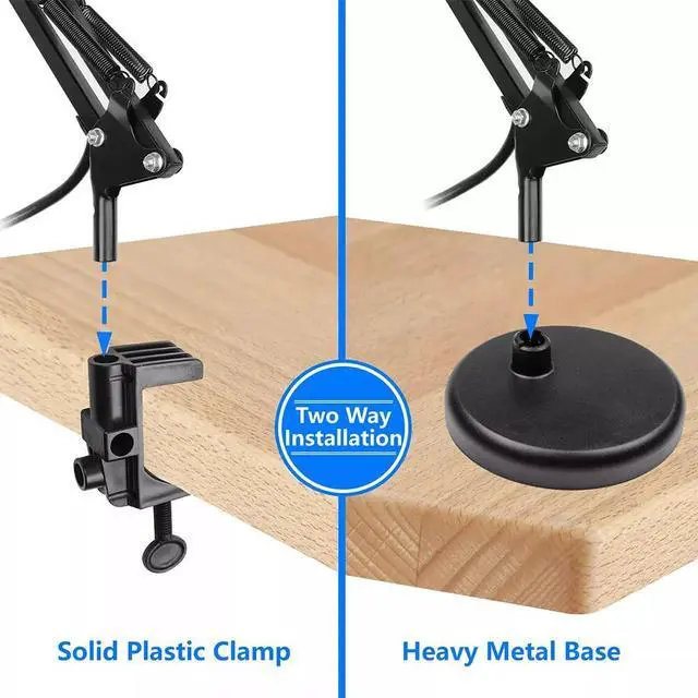 Alt view image 5 of 7 - Metal Desk Lamp with Clamp Swing Arm Table Lamp Clip Desk Lights for Home Office