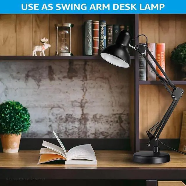 Alt view image 7 of 7 - Metal Desk Lamp with Clamp Swing Arm Table Lamp Clip Desk Lights for Home Office