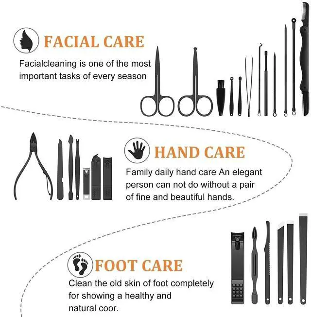 Alt view image 3 of 7 - Stainless Steel Nail Clipper Grooming Nail Tools Manicure & Pedicure Set 25 PCS