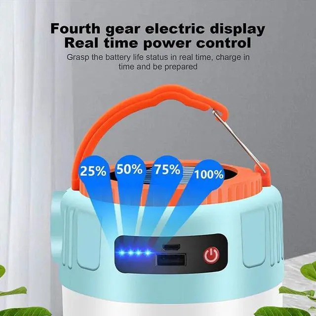 Alt view image 2 of 7 - Rechargeable LED Solar Camping Light Tent Lantern Bulb Outdoor Hiking Night Lamp