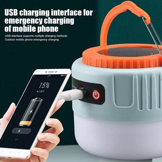 Alt view image 4 of 7 - Rechargeable LED Solar Camping Light Tent Lantern Bulb Outdoor Hiking Night Lamp