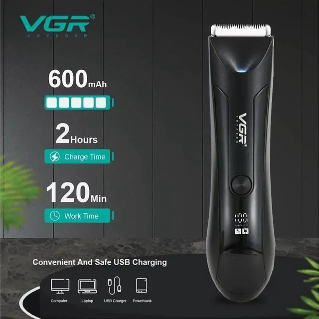 Alt view image 2 of 6 - Men's Pubic Hair Trimmer Electric Groin & Body Hair Shaver for Balls Hair Body