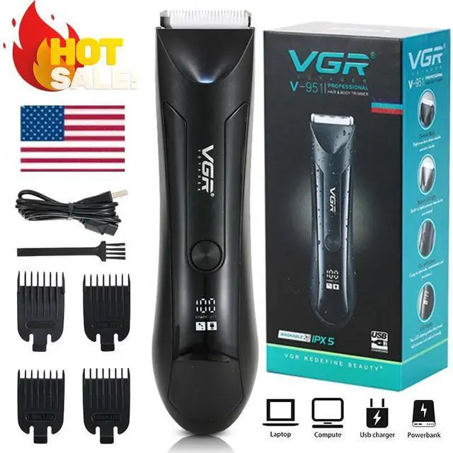 Main image of Men's Pubic Hair Trimmer Electric Groin & Body Hair Shaver for Balls Hair Body