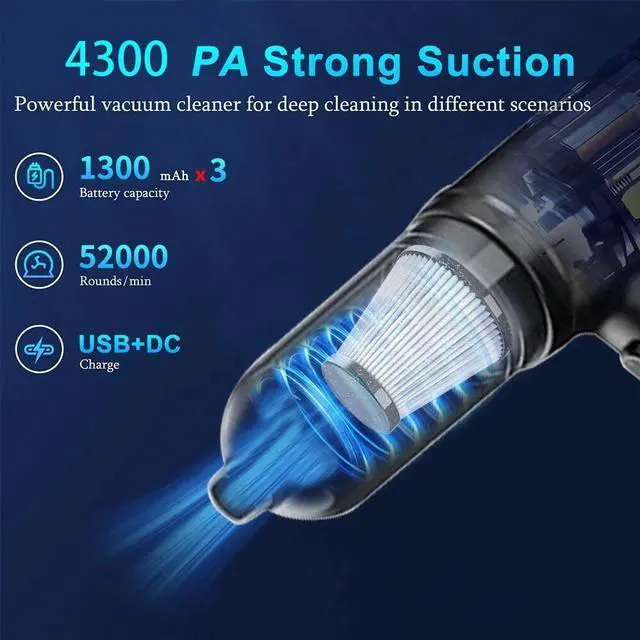 Alt view image 2 of 7 - Handheld Vacuum Cordless, 52000rpm Speed Car Vacuum Cleaner & Blower, High Power