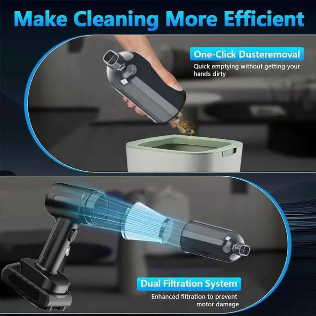 Alt view image 5 of 7 - Handheld Vacuum Cordless, 52000rpm Speed Car Vacuum Cleaner & Blower, High Power