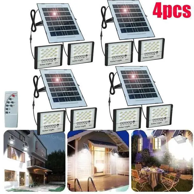Main image of 4Pcs LED Solar Flood Lights Outdoor Street Light Dusk to Dawn Flood Wall Lamp