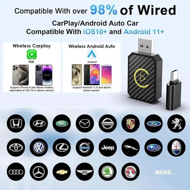 Alt view image 6 of 7 - Wireless CarPlay Dongle Fast Stable Connection Android Auto Adapter No Delay