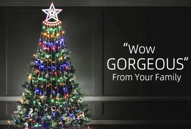 Alt view image 3 of 7 - 350LED Christmas Tree Waterfall Light Fairy String Outdoor Waterproof Decor Xmas