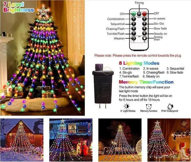 Alt view image 5 of 7 - 350LED Christmas Tree Waterfall Light Fairy String Outdoor Waterproof Decor Xmas