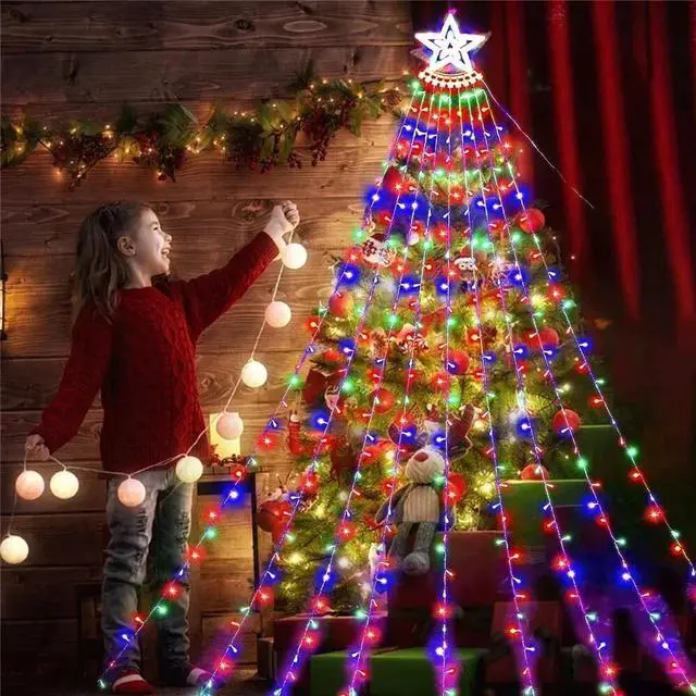 Alt view image 6 of 7 - 350LED Christmas Tree Waterfall Light Fairy String Outdoor Waterproof Decor Xmas
