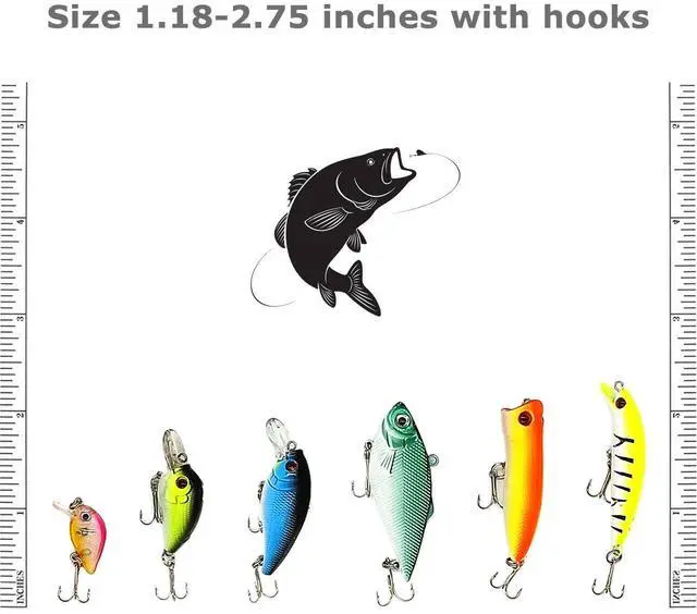 Alt view image 5 of 7 - USA Lot 30 pcs Kinds of Fish Fishing Lures Crankbaits Hooks Minnow Baits Tackle