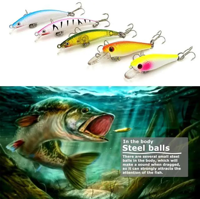 Alt view image 7 of 7 - USA Lot 30 pcs Kinds of Fish Fishing Lures Crankbaits Hooks Minnow Baits Tackle