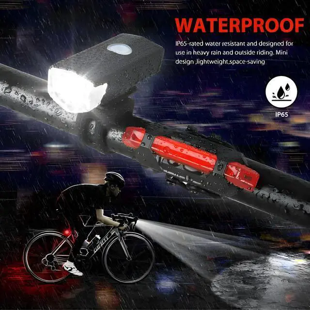Alt view image 3 of 7 - 2 Sets USB Rechargeable LED Bicycle Headlight Bike Front Rear Lamp Cycling
