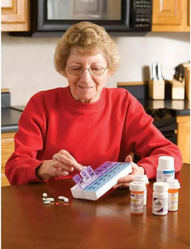 Alt view image 3 of 4 - Weekly Pill Box Organizer Twice a Day 7 day AMPM Organizer Case Medicine Storage