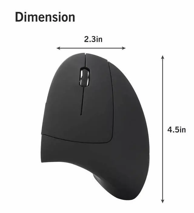 Alt view image 7 of 7 - Ergonomic Optical Vertical Mouse 6 Keys USB Wireless Mice 2.4GHz 1600DPI for PC