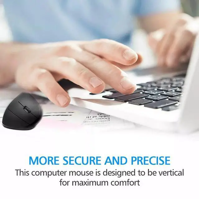 Alt view image 3 of 7 - Ergonomic Optical Vertical Mouse 6 Keys USB Wireless Mice 2.4GHz 1600DPI for PC