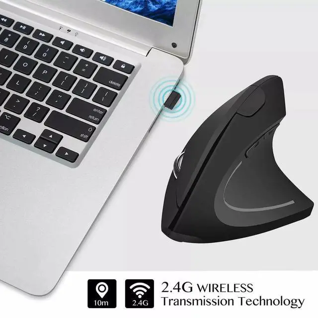Alt view image 4 of 7 - Ergonomic Optical Vertical Mouse 6 Keys USB Wireless Mice 2.4GHz 1600DPI for PC