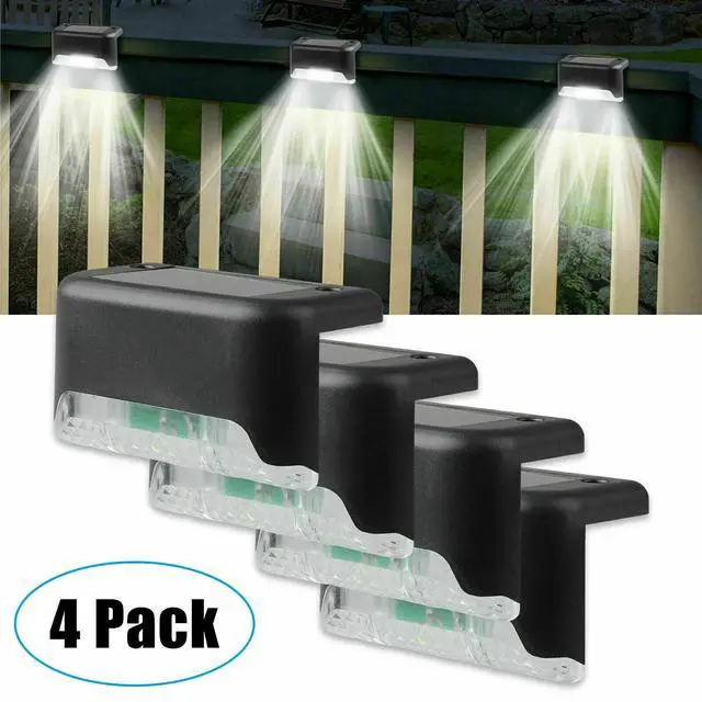 Main image of 4 Solar LED Bright Deck Lights Outdoor Garden Patio Railing Decks Path Lighting