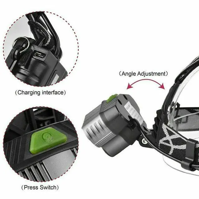 Alt view image 7 of 7 - 5X LED Rechargeable Headlamp Head Light Flashlight Torch Lamp USA