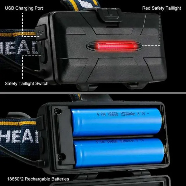 Alt view image 4 of 7 - 5X LED Rechargeable Headlamp Head Light Flashlight Torch Lamp USA