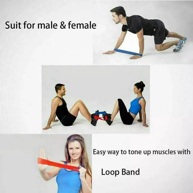 Alt view image 3 of 7 - Resistance Bands Loop Set Strength Fitness Leg Exercise Yoga Workout Pull Up