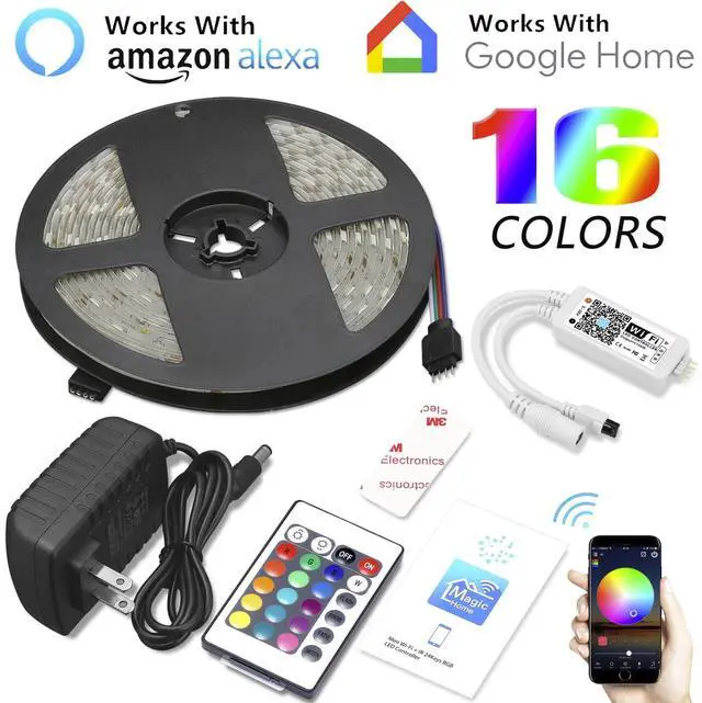 Main image of 16.4ft 150LED Alexa Smart Home WIFI Wireless RGB Waterproof Strip Neon Light Kit