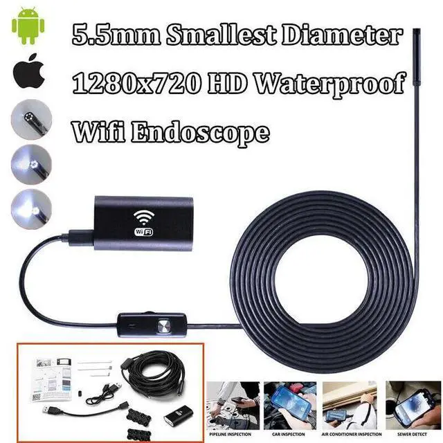 Alt view image 6 of 7 - Wireless Endoscope WiFi Borescope HD Inspection Semi-Rigid Snake Camera