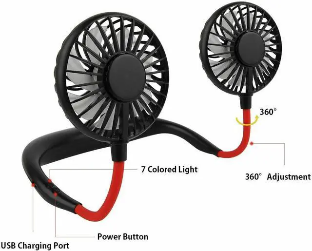 Alt view image 2 of 4 - Portable USB Rechargeable Neckband Neck Hanging Style Dual Cooling Mini Fan Sale