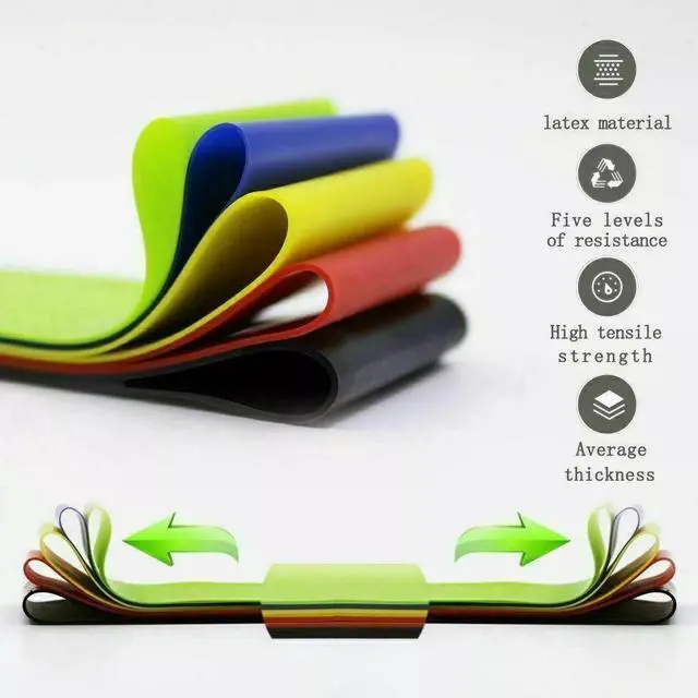 Alt view image 3 of 7 - Resistance Loop Bands Set Strength Fitness Gym Exercise Yoga Workout Pull Up