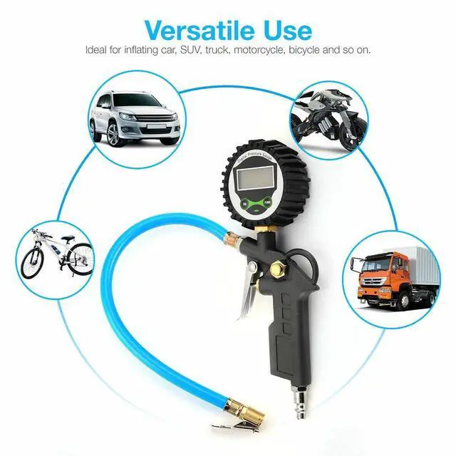 Alt view image 4 of 7 - Digital Air Tire Inflator with Pressure Gauge 250PSI Chuck for TrucK/Car/Bike US